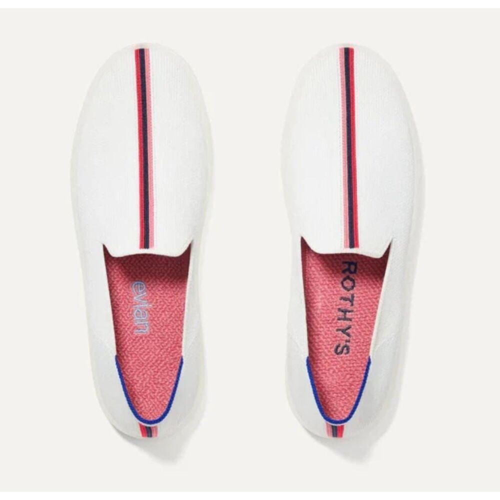 ROTHY'S X EVIAN Limited Edition White Slip-On Round-Toe Sneakers Size 9 NWOB